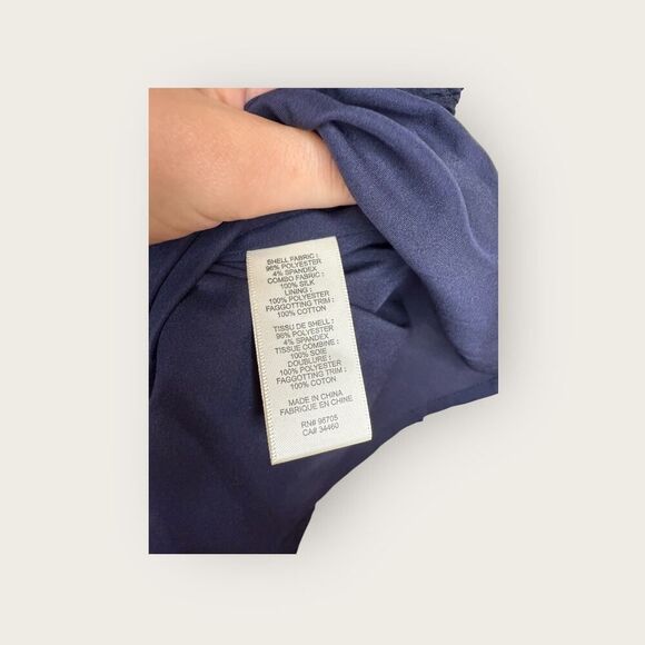 Rebecca Taylor Navy Textured Ruffle Tiered Dress • Size 8 - Picture 10 of 10